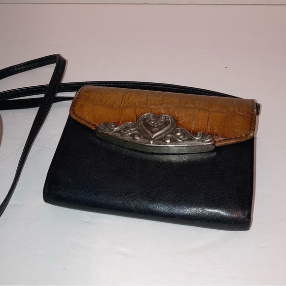 Vintage Brighton Mini Crossbody Wallet Leather Croc Card Snap Organize Small Bag - Picture 1 of 10